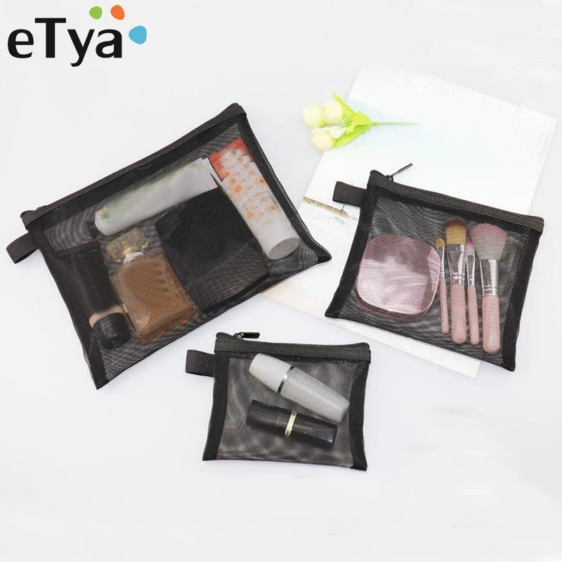 Women Mesh Cosmetic Bag Travel Storage Makeup Bag Organizer Female Make Up Pouch Portable Small Large Toiletry Beauty Case