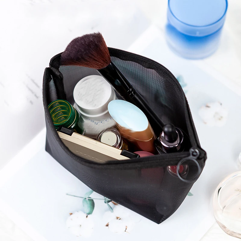 Women Mesh Cosmetic Bag Travel Storage Makeup Bag Organizer Female Make Up Pouch Portable Small Large Toiletry Beauty Case