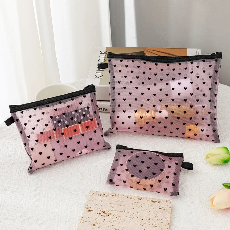 Women Mesh Cosmetic Bag Travel Storage Makeup Bag Organizer Female Make Up Pouch Portable Small Large Toiletry Beauty Case
