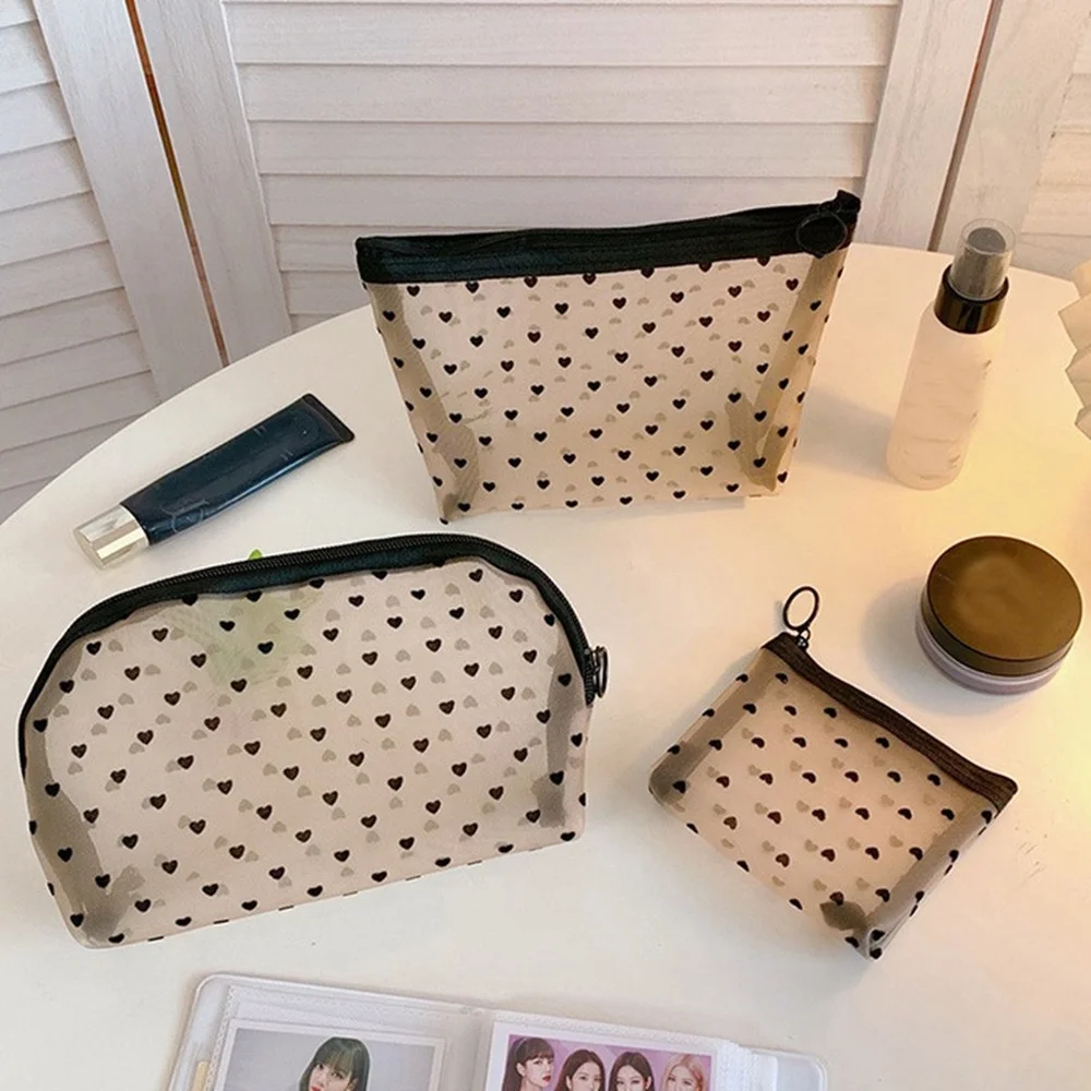 Women Mesh Cosmetic Bag Travel Storage Makeup Bag Organizer Female Make Up Pouch Portable Small Large Toiletry Beauty Case