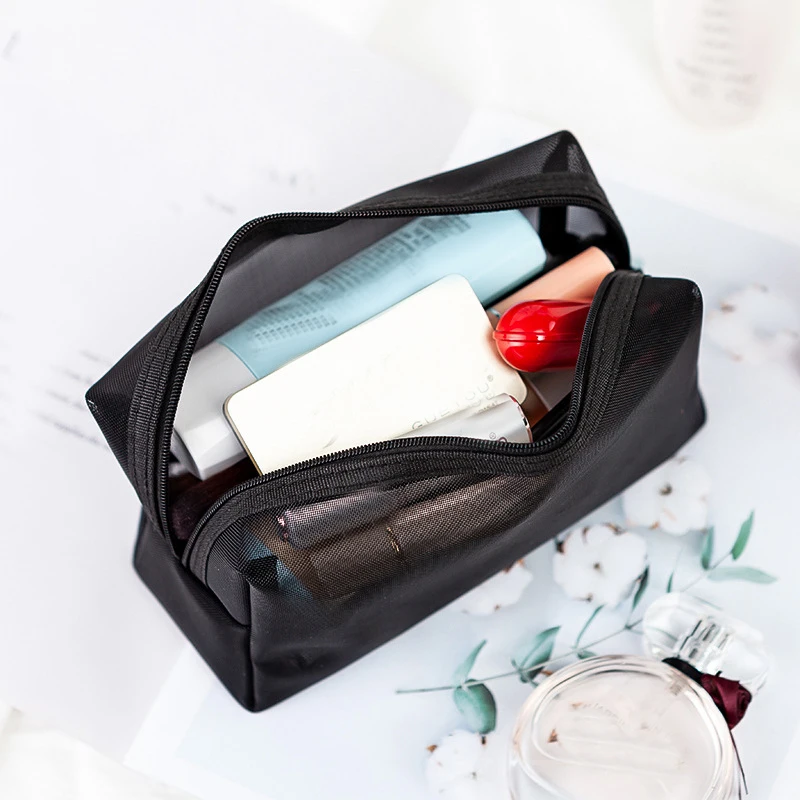 Women Mesh Cosmetic Bag Travel Storage Makeup Bag Organizer Female Make Up Pouch Portable Small Large Toiletry Beauty Case