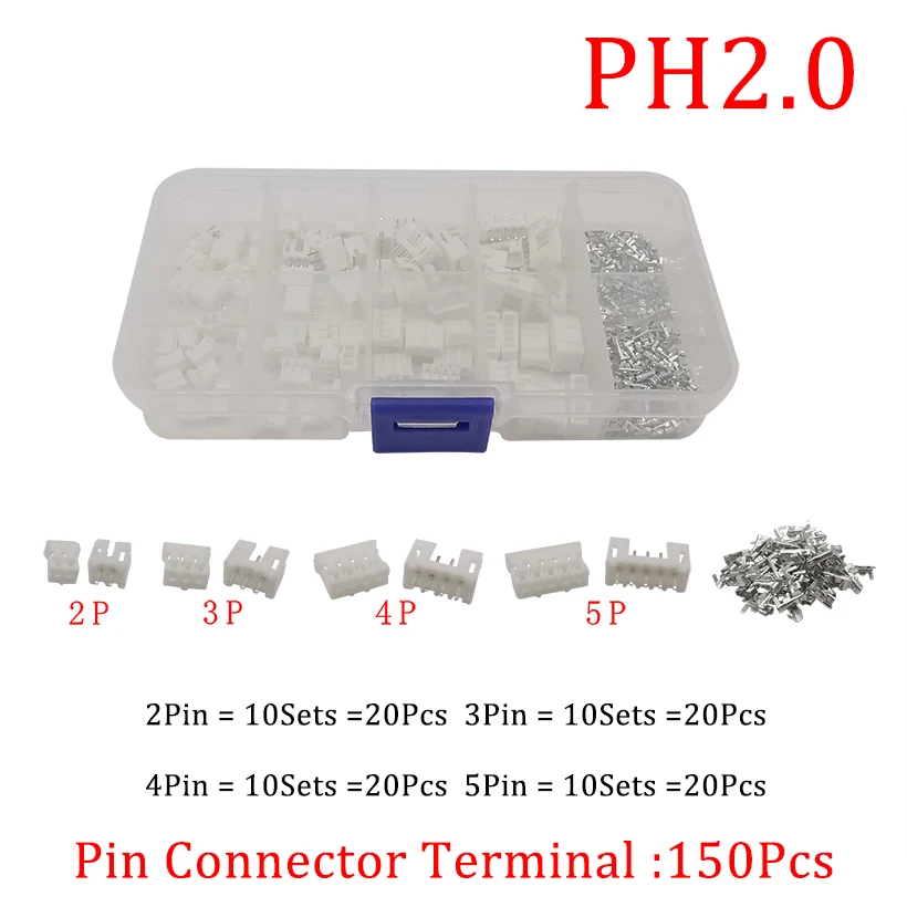 230Pcs/Sets PH 2.0 XH 2.54 2P 3P 4P 5 Pin Terminals Male Female Housing JST Wire Connector Adaptor PH2.0mm XH2.54mm Kits