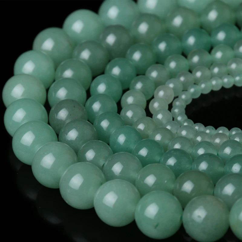 Natural Stone Green Aventurine Round Loose Beads 15" Strand 4 6 8 10 12 14MM Pick Size For Charm Jewelry Making