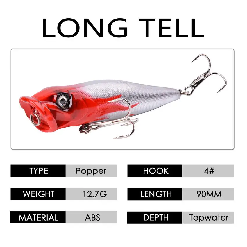 5pcs Topwater Popper Fishing Lures 3d Eyes Hard Baits Artificial Wobblers Plastic Fishing Tackle Isca Artificial Surface Bait