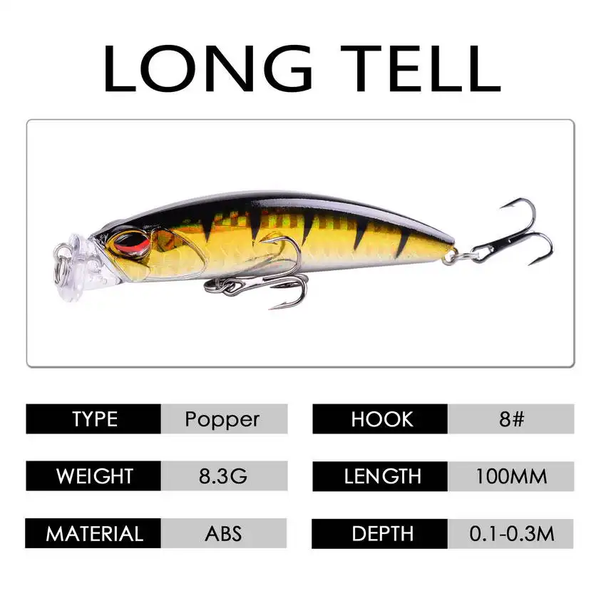 5pcs Topwater Popper Fishing Lures 3d Eyes Hard Baits Artificial Wobblers Plastic Fishing Tackle Isca Artificial Surface Bait