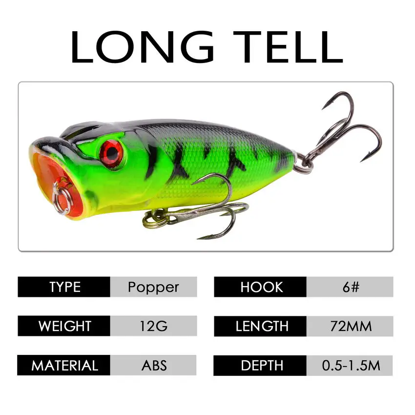 5pcs Topwater Popper Fishing Lures 3d Eyes Hard Baits Artificial Wobblers Plastic Fishing Tackle Isca Artificial Surface Bait