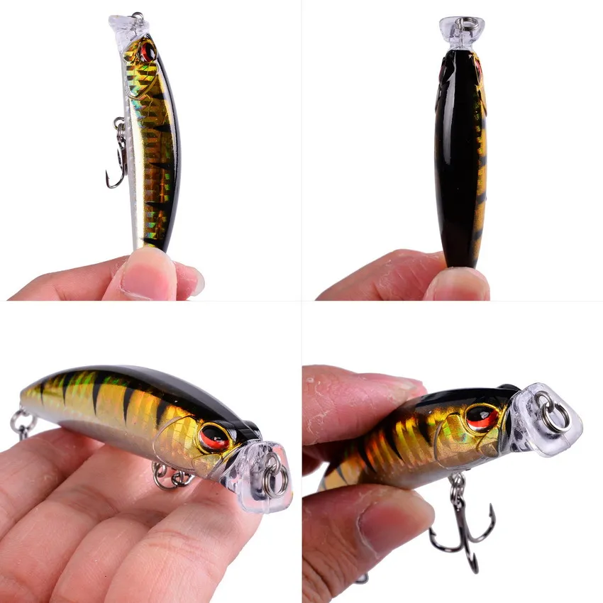 5pcs Topwater Popper Fishing Lures 3d Eyes Hard Baits Artificial Wobblers Plastic Fishing Tackle Isca Artificial Surface Bait