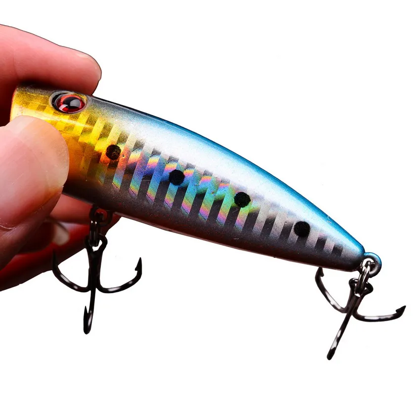 5pcs Topwater Popper Fishing Lures 3d Eyes Hard Baits Artificial Wobblers Plastic Fishing Tackle Isca Artificial Surface Bait