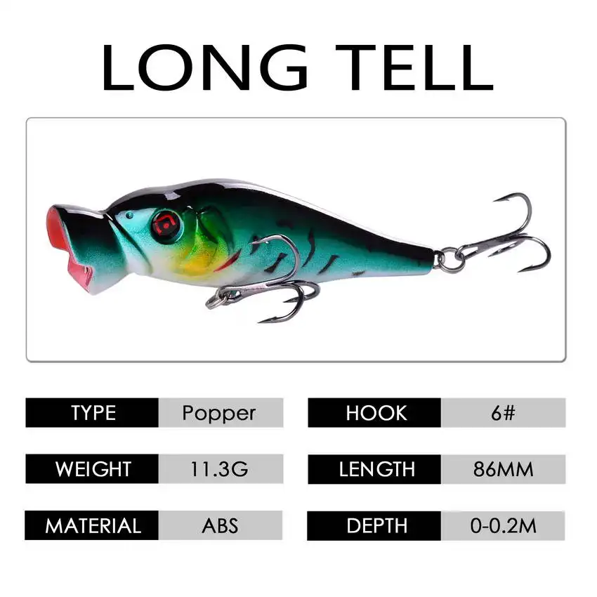 5pcs Topwater Popper Fishing Lures 3d Eyes Hard Baits Artificial Wobblers Plastic Fishing Tackle Isca Artificial Surface Bait