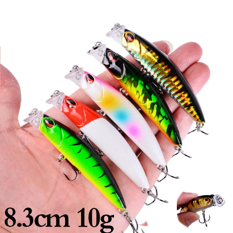 5pcs Topwater Popper Fishing Lures 3d Eyes Hard Baits Artificial Wobblers Plastic Fishing Tackle Isca Artificial Surface Bait