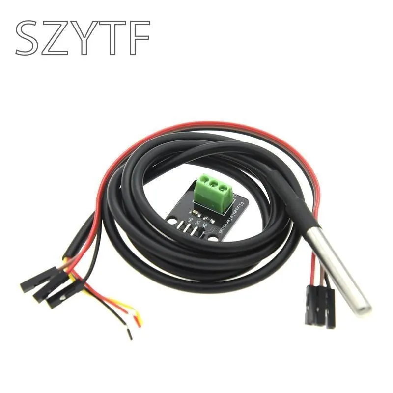 DS18B20 Temperature Sensor Module Kit Waterproof 100CM Digital Sensor Cable Stainless Steel Probe Terminal Adapter For Arduino