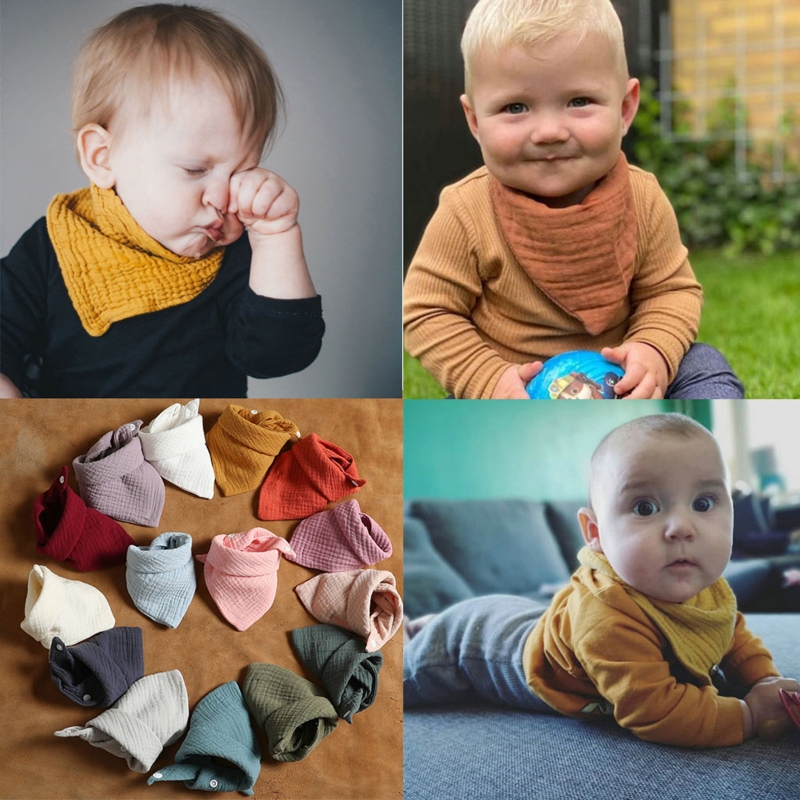 5Pcs Baby Feeding Drool Bibs Saliva Towel for TRIANGLE Scarf Bandana Soft Cotton Bib Adjustable  Button Burp Cloth for Boys