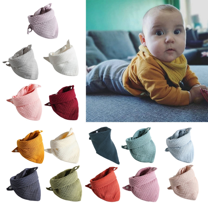 5Pcs Baby Feeding Drool Bibs Saliva Towel for TRIANGLE Scarf Bandana Soft Cotton Bib Adjustable  Button Burp Cloth for Boys