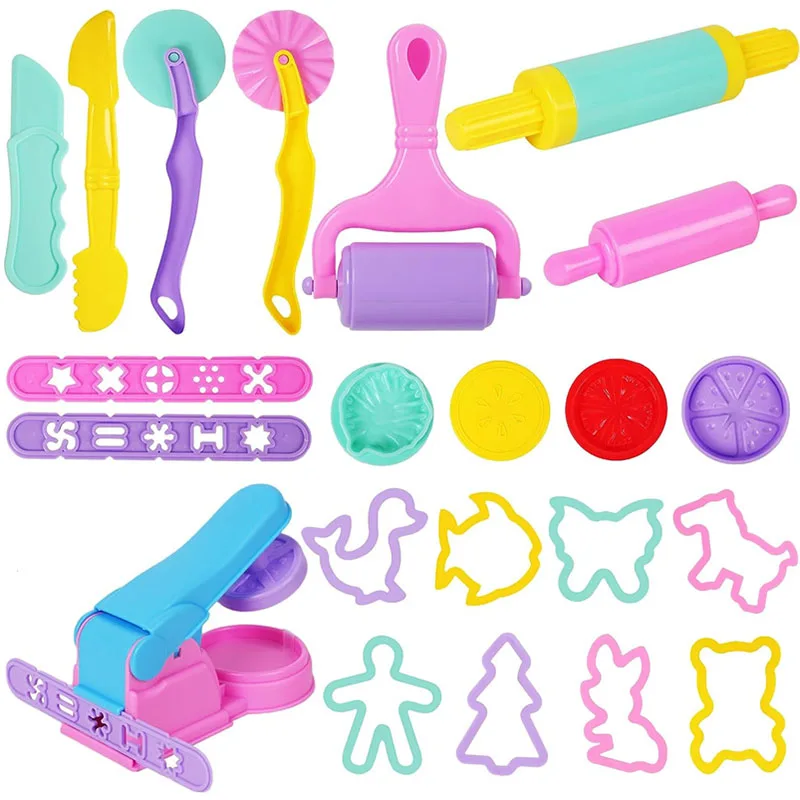 Playdough Tools Accessories for Kids Plastic Plasticene Toys with Animal Cutters Play Dough Mold Set Children Puzzle Party Faovr