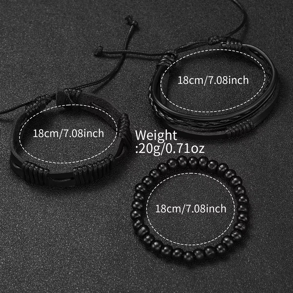 4PCS Men's Business Watches Fashion Leather Band Analog Quartz Watch with Woven Bracelets Set(Without Box)