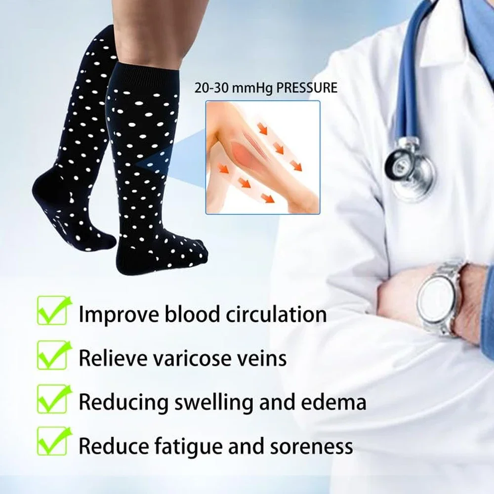 FAATTQQ 6Pairs Compression Socks Women Men, Knee High Best Support Circulation Socks for Running, Travel, Flight, Nurse
