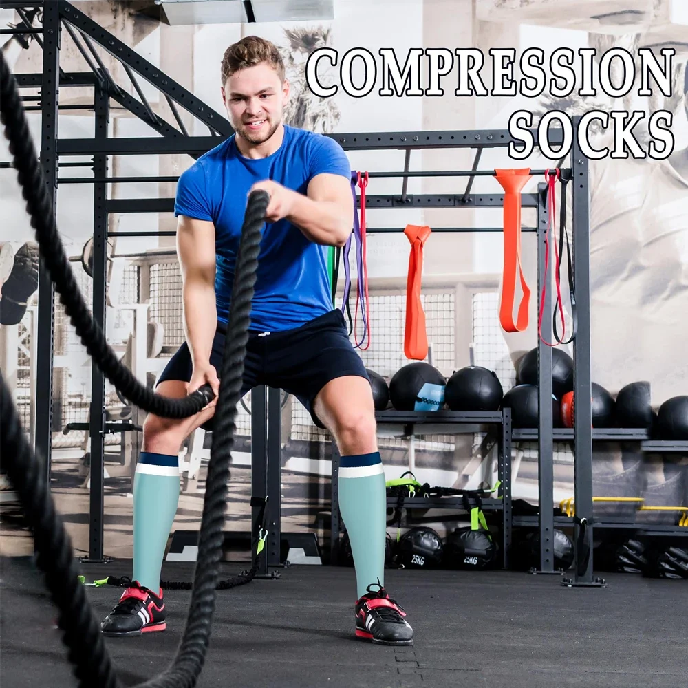 FAATTQQ 6Pairs Compression Socks Women Men, Knee High Best Support Circulation Socks for Running, Travel, Flight, Nurse