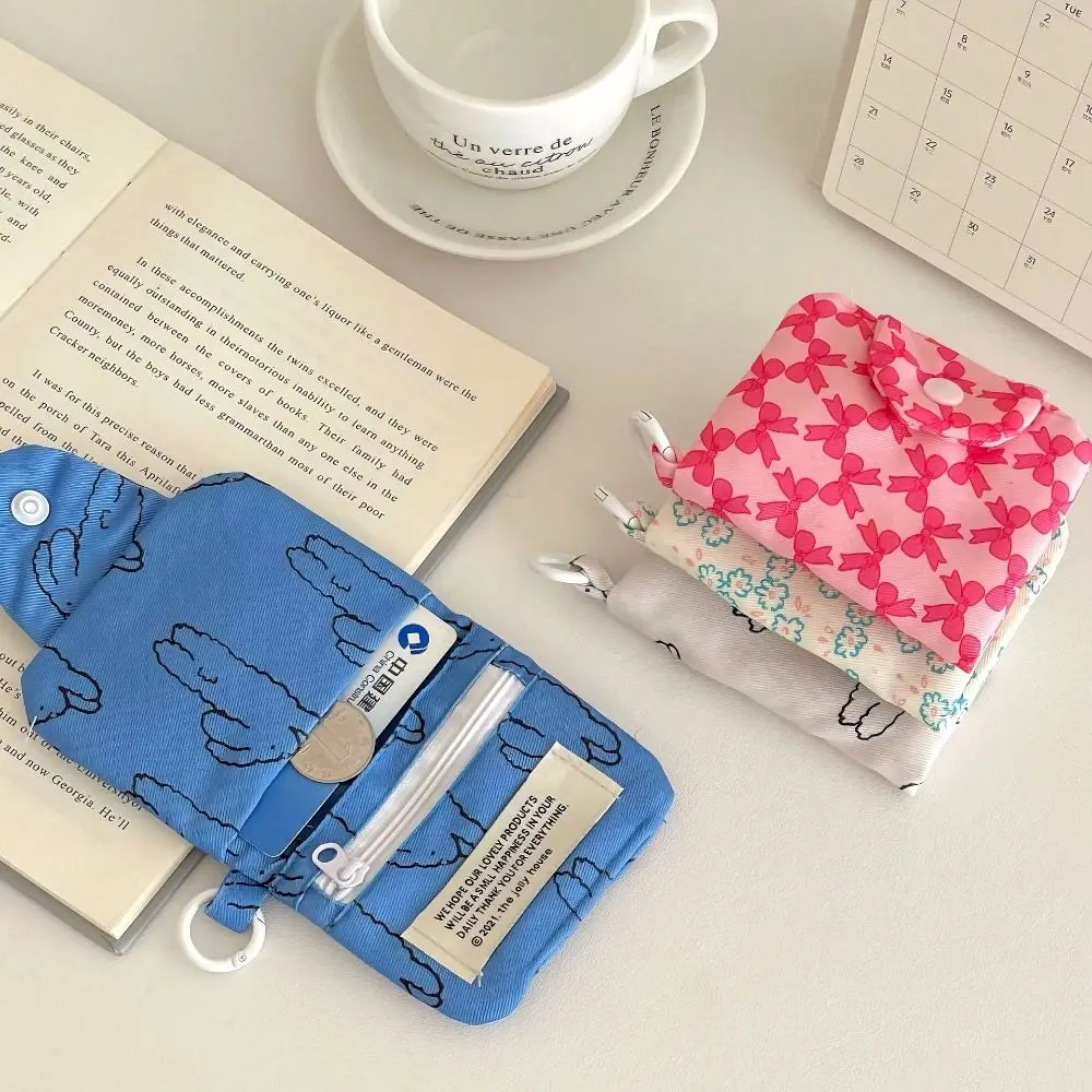Cute Student Coin Purse Card Simplicity Floral Korean Fashion Wallet Card Holder for Girls Portable Cute Small Storage Bag