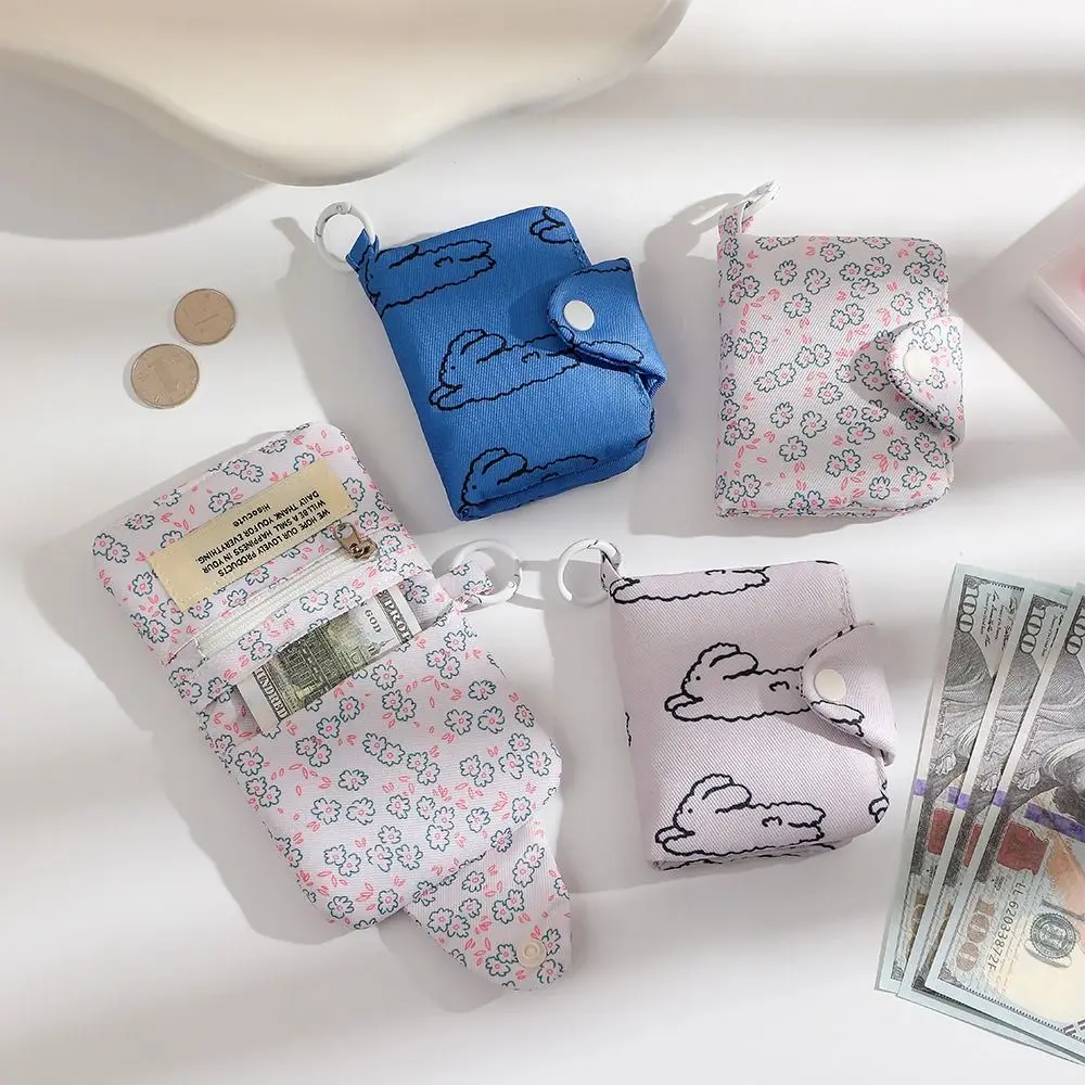Cute Student Coin Purse Card Simplicity Floral Korean Fashion Wallet Card Holder for Girls Portable Cute Small Storage Bag