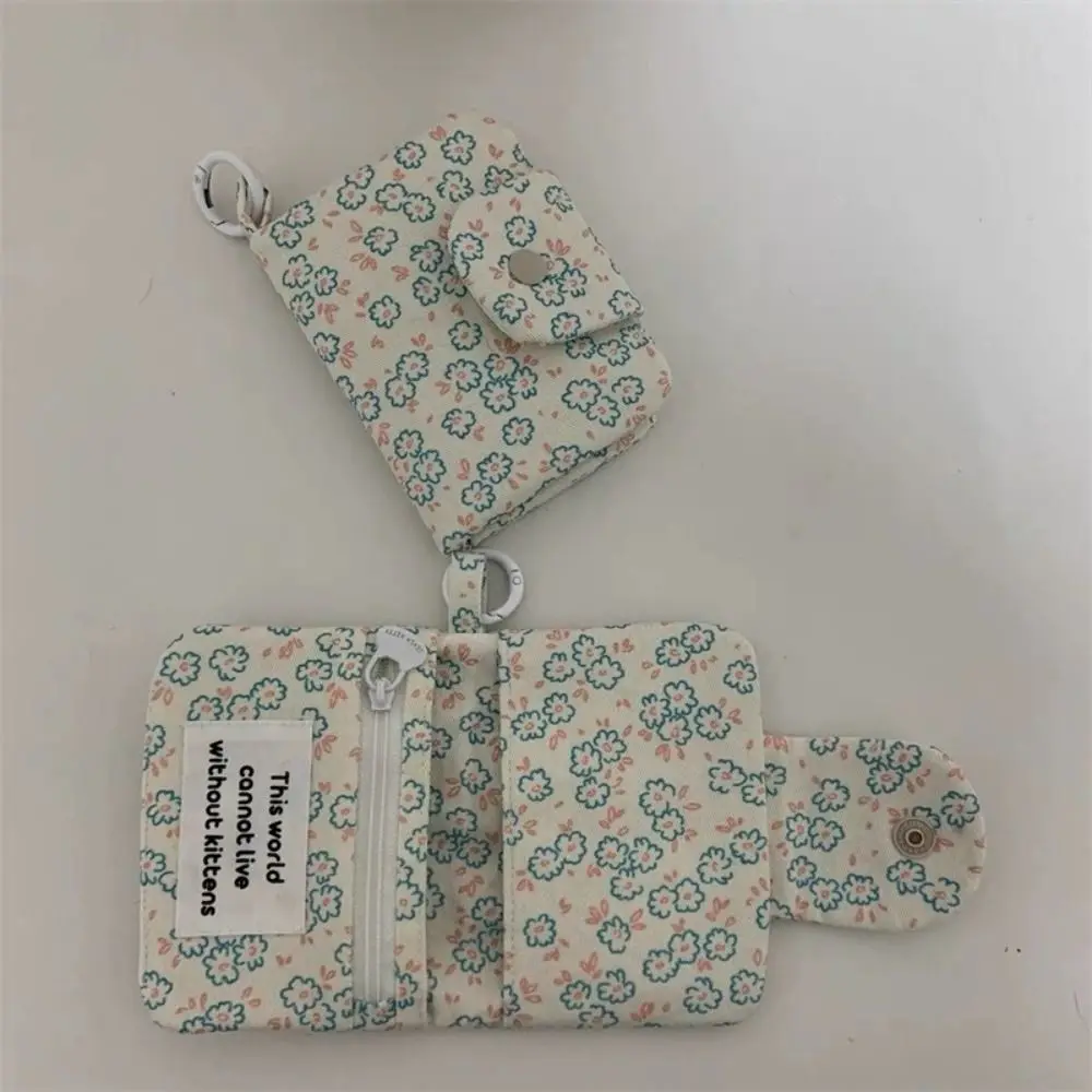Cute Student Coin Purse Card Simplicity Floral Korean Fashion Wallet Card Holder for Girls Portable Cute Small Storage Bag