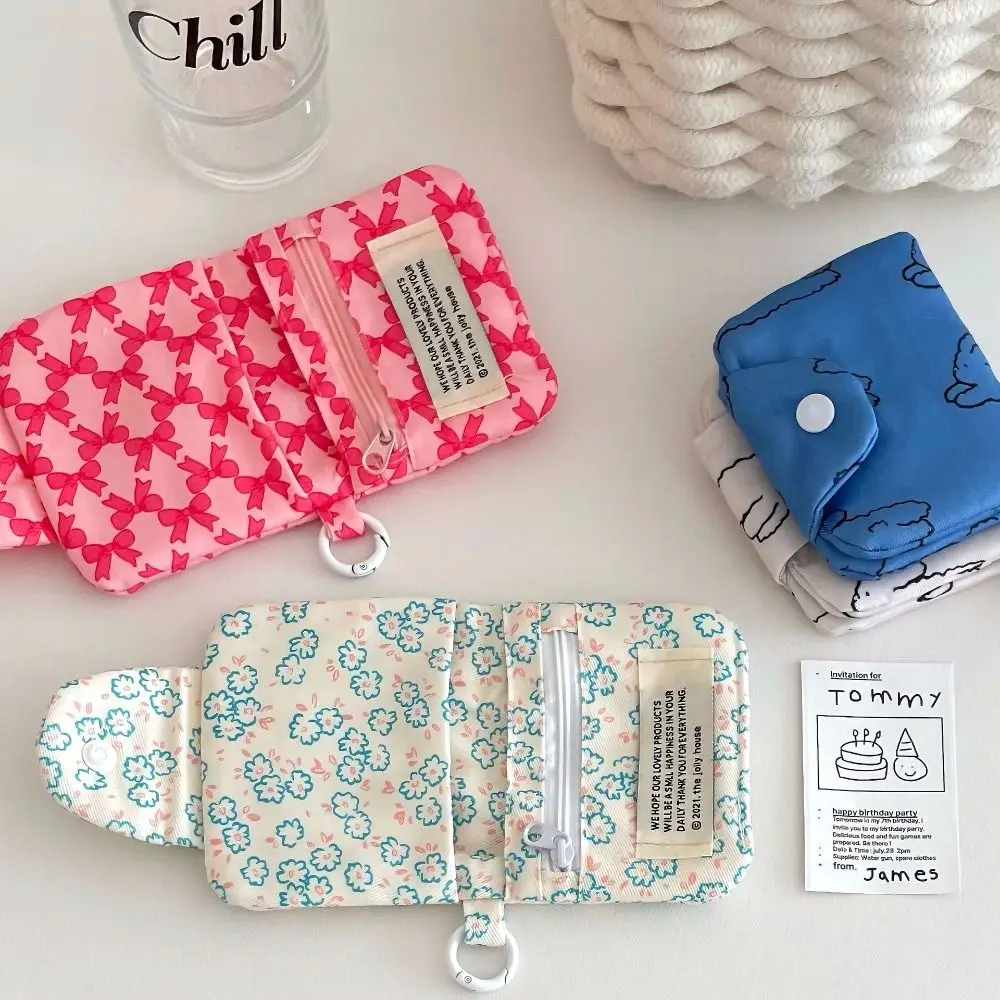 Cute Student Coin Purse Card Simplicity Floral Korean Fashion Wallet Card Holder for Girls Portable Cute Small Storage Bag