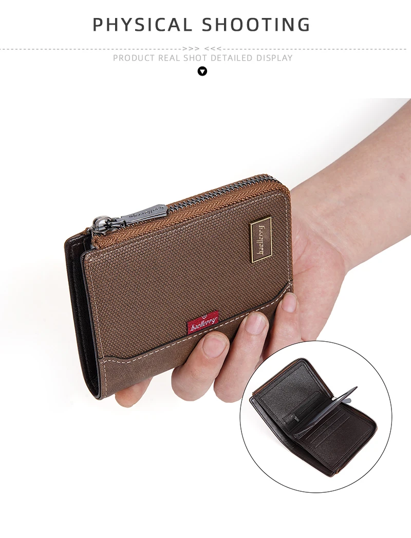 Baellerry RFID Simple Short Men Zipper Wallets Luxury Brand Card Holder Male Wallet Photo Holder Coin Pocket Man Money Clips