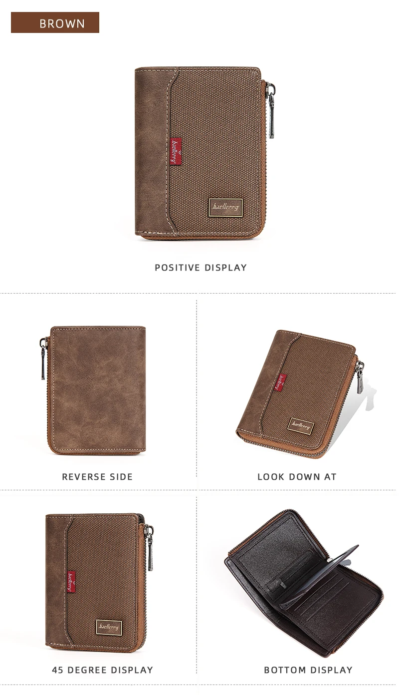 Baellerry RFID Simple Short Men Zipper Wallets Luxury Brand Card Holder Male Wallet Photo Holder Coin Pocket Man Money Clips