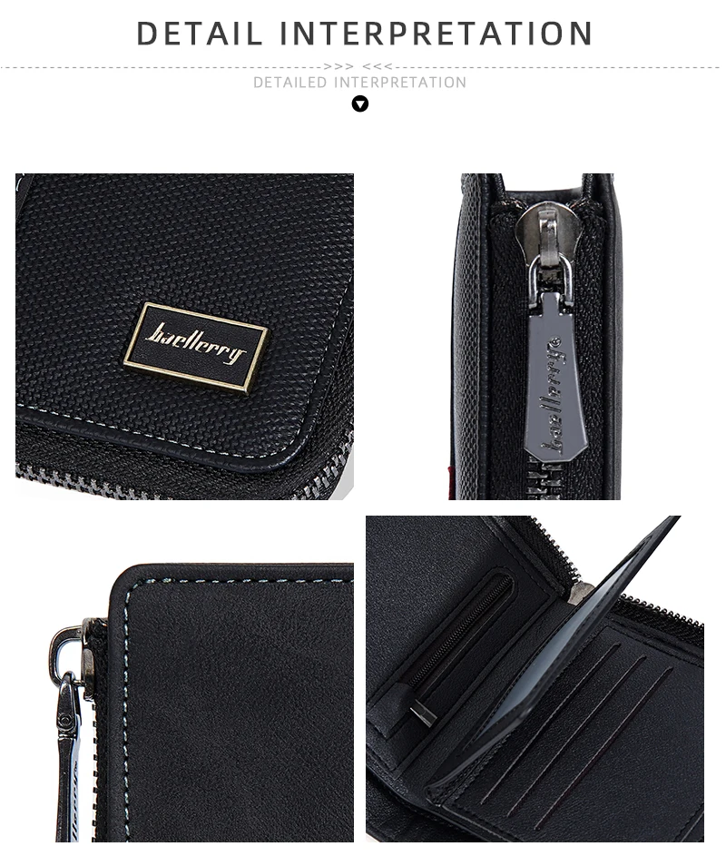 Baellerry RFID Simple Short Men Zipper Wallets Luxury Brand Card Holder Male Wallet Photo Holder Coin Pocket Man Money Clips