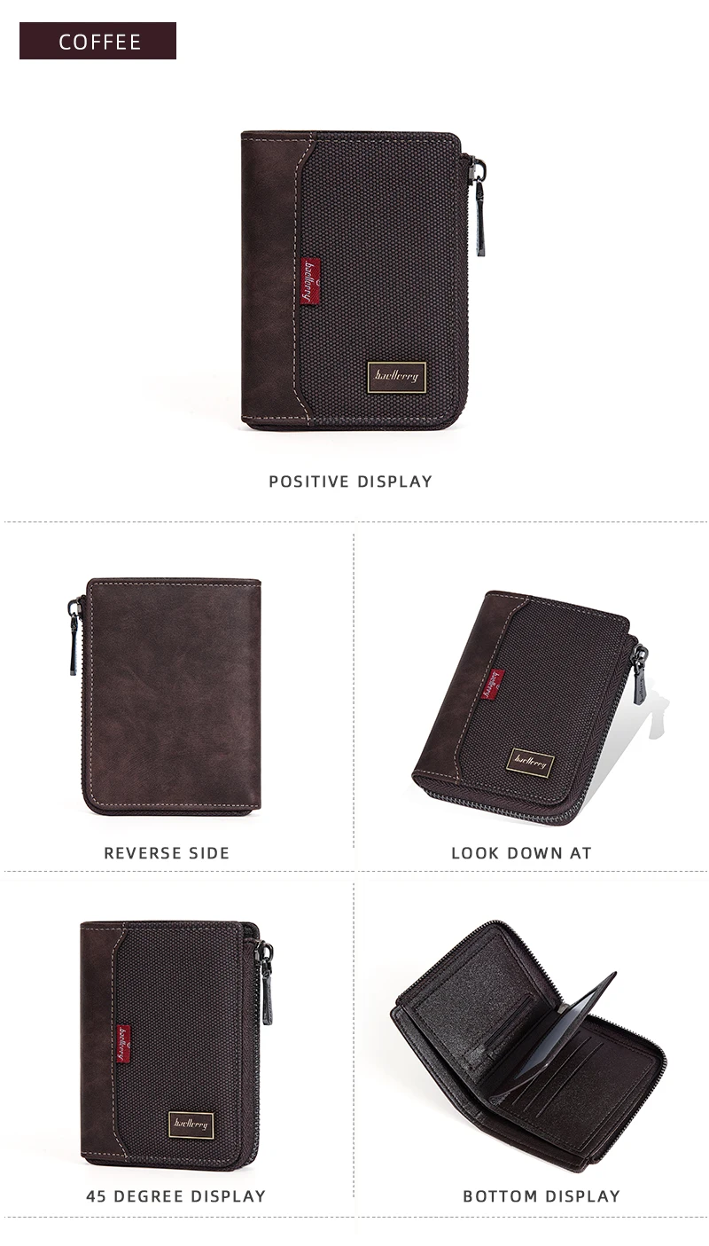Baellerry RFID Simple Short Men Zipper Wallets Luxury Brand Card Holder Male Wallet Photo Holder Coin Pocket Man Money Clips