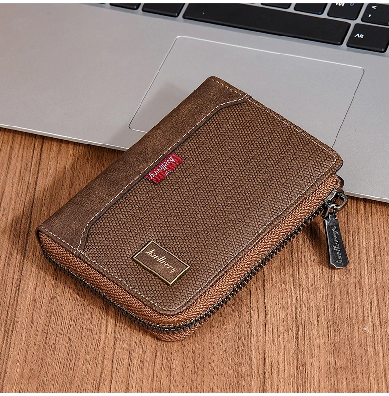 Baellerry RFID Simple Short Men Zipper Wallets Luxury Brand Card Holder Male Wallet Photo Holder Coin Pocket Man Money Clips