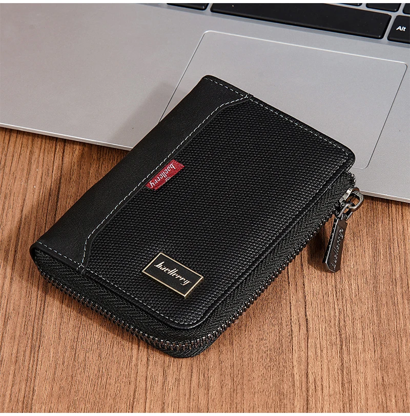 Baellerry RFID Simple Short Men Zipper Wallets Luxury Brand Card Holder Male Wallet Photo Holder Coin Pocket Man Money Clips