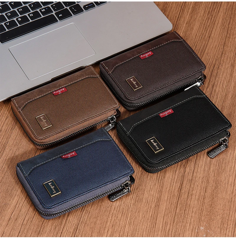 Baellerry RFID Simple Short Men Zipper Wallets Luxury Brand Card Holder Male Wallet Photo Holder Coin Pocket Man Money Clips