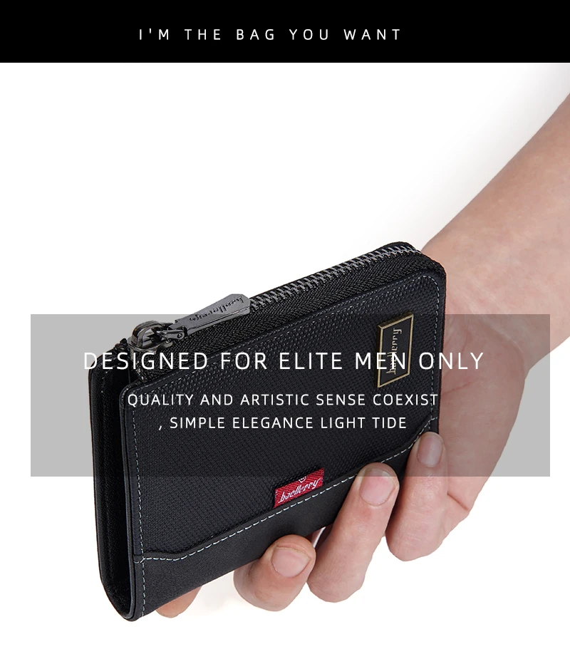 Baellerry RFID Simple Short Men Zipper Wallets Luxury Brand Card Holder Male Wallet Photo Holder Coin Pocket Man Money Clips
