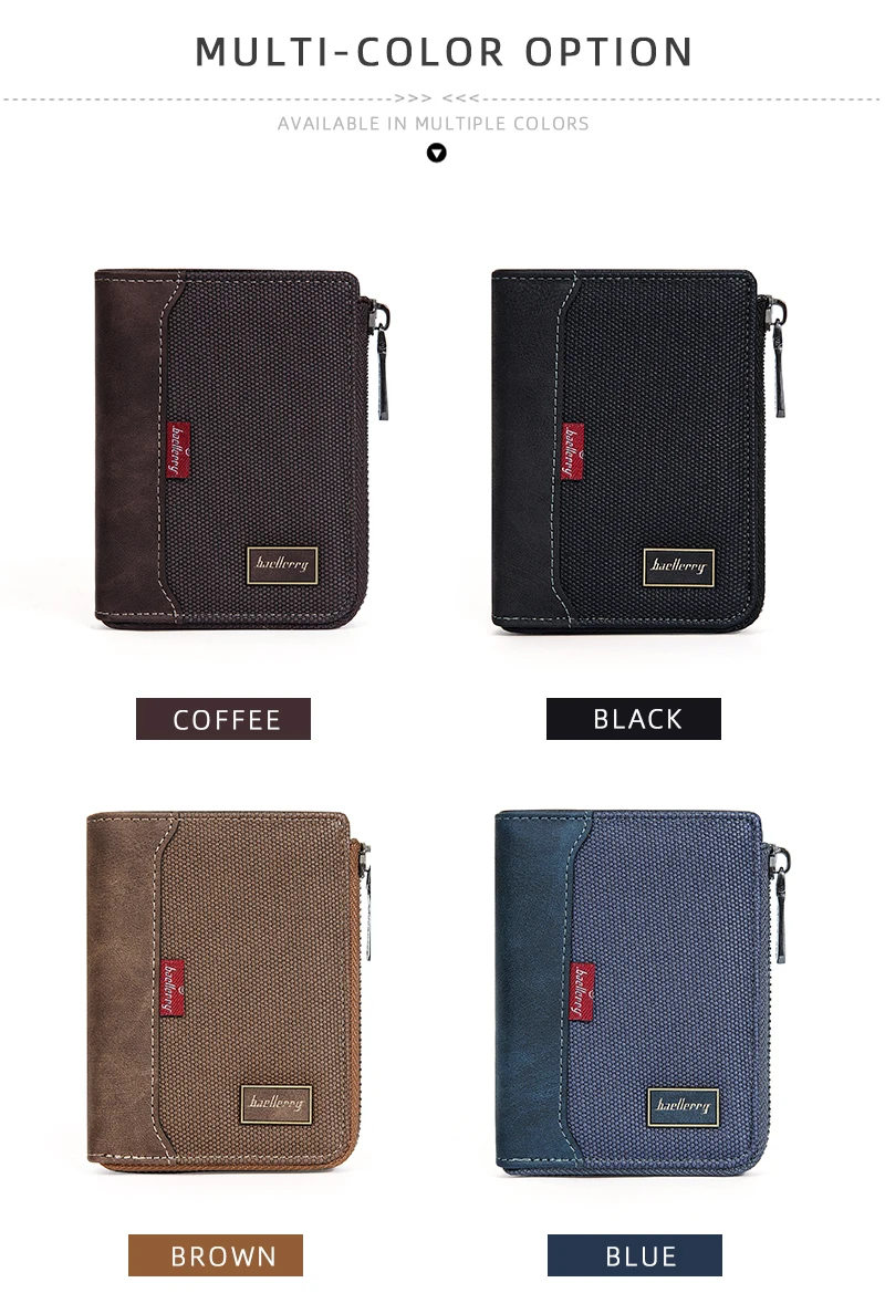 Baellerry RFID Simple Short Men Zipper Wallets Luxury Brand Card Holder Male Wallet Photo Holder Coin Pocket Man Money Clips