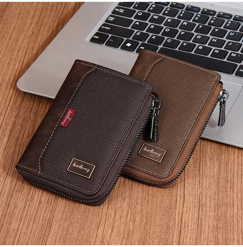 Baellerry RFID Simple Short Men Zipper Wallets Luxury Brand Card Holder Male Wallet Photo Holder Coin Pocket Man Money Clips