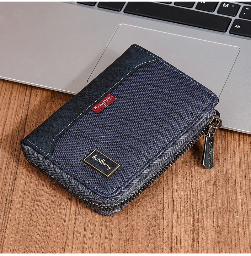 Baellerry RFID Simple Short Men Zipper Wallets Luxury Brand Card Holder Male Wallet Photo Holder Coin Pocket Man Money Clips