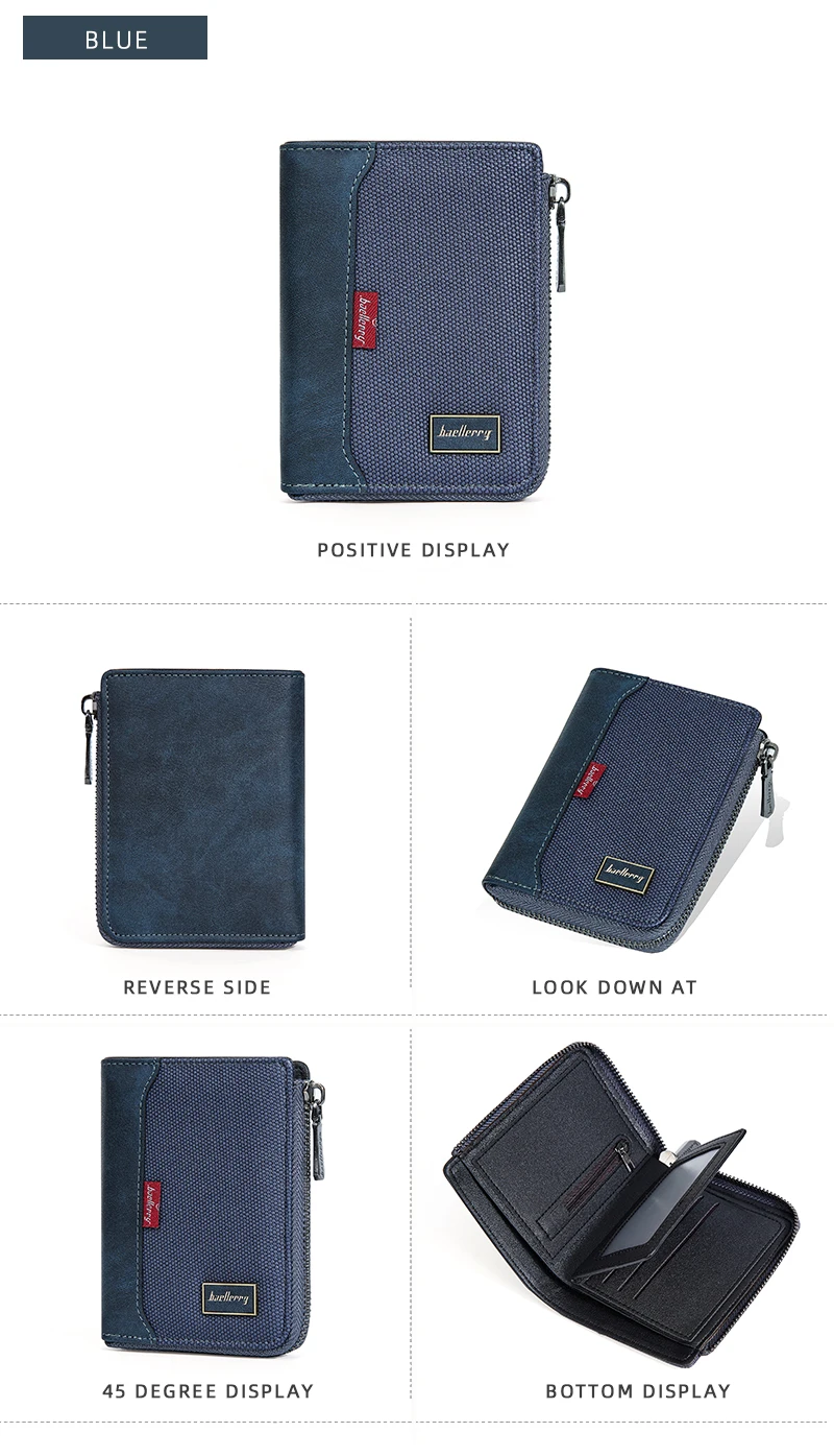 Baellerry RFID Simple Short Men Zipper Wallets Luxury Brand Card Holder Male Wallet Photo Holder Coin Pocket Man Money Clips