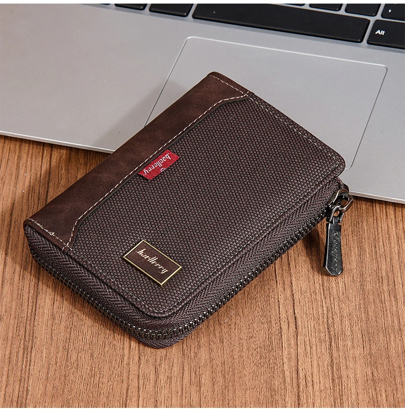 Baellerry RFID Simple Short Men Zipper Wallets Luxury Brand Card Holder Male Wallet Photo Holder Coin Pocket Man Money Clips