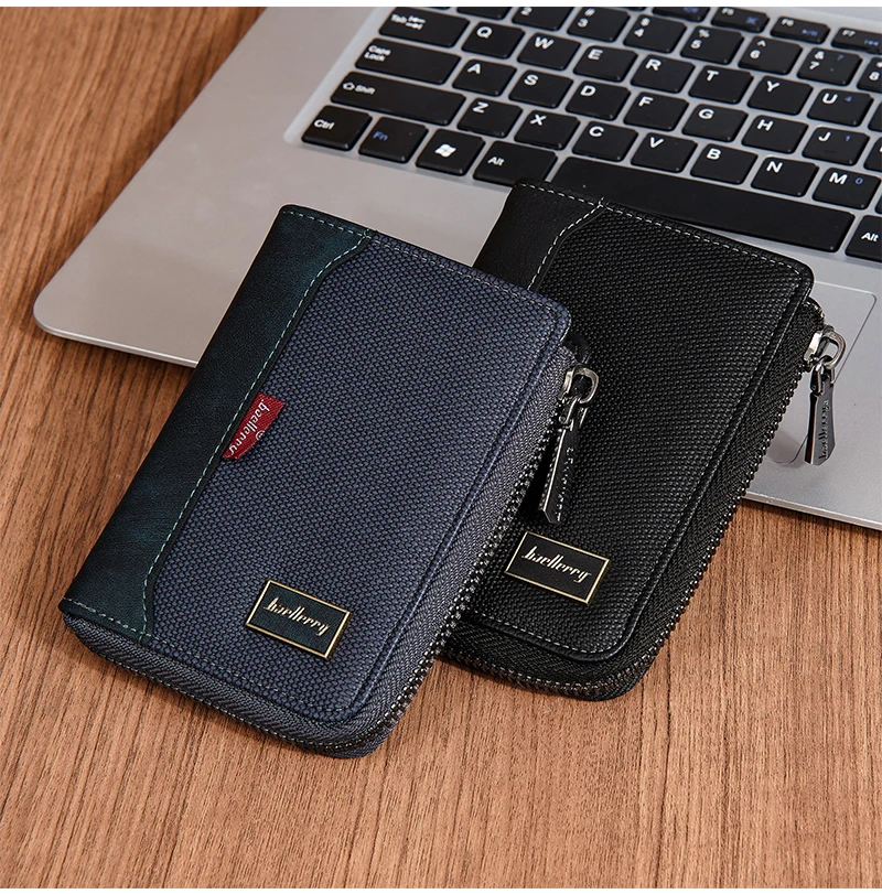 Baellerry RFID Simple Short Men Zipper Wallets Luxury Brand Card Holder Male Wallet Photo Holder Coin Pocket Man Money Clips