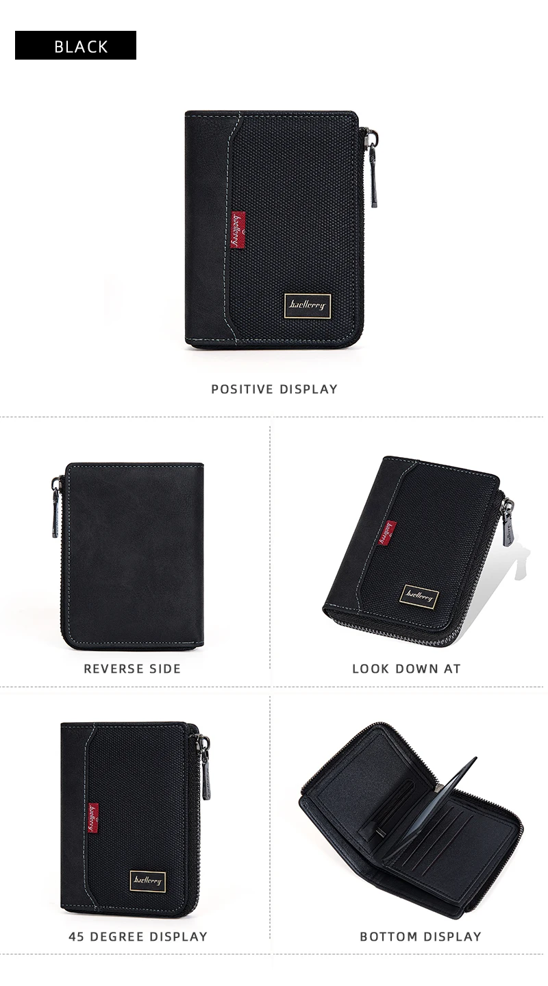 Baellerry RFID Simple Short Men Zipper Wallets Luxury Brand Card Holder Male Wallet Photo Holder Coin Pocket Man Money Clips