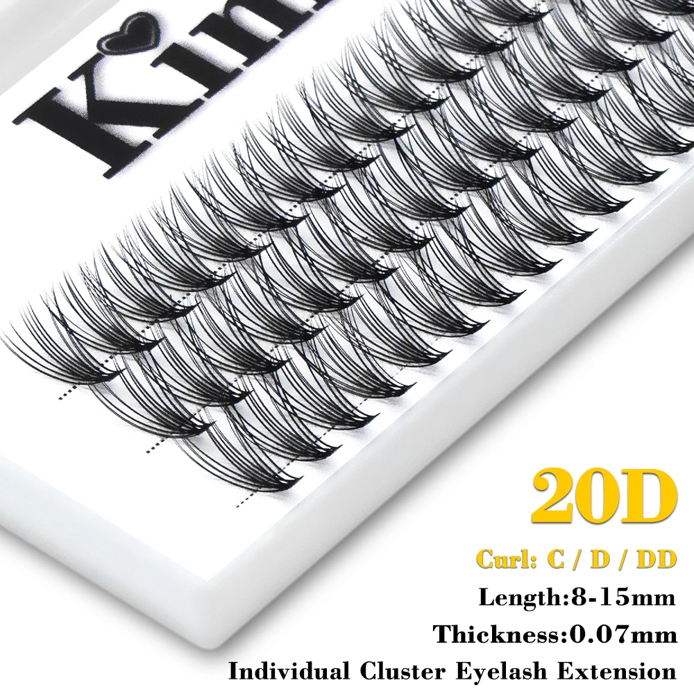 Kimcci 60knots/Case Natural False Eyelash Extension Makeup 20P Mink Individual Faux Eye Lashes Professional Fake Grafting Cilias