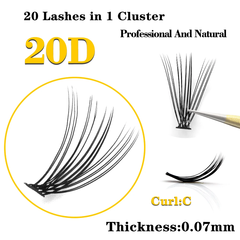 Kimcci 60knots/Case Natural False Eyelash Extension Makeup 20P Mink Individual Faux Eye Lashes Professional Fake Grafting Cilias