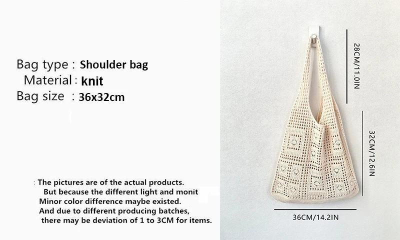 Simple Crochet Tote Bags Fashion Hollow Knitted Women's Bags Casual Female Shoulder Bags Ladies Shopping Top-Handle Bags Handbag