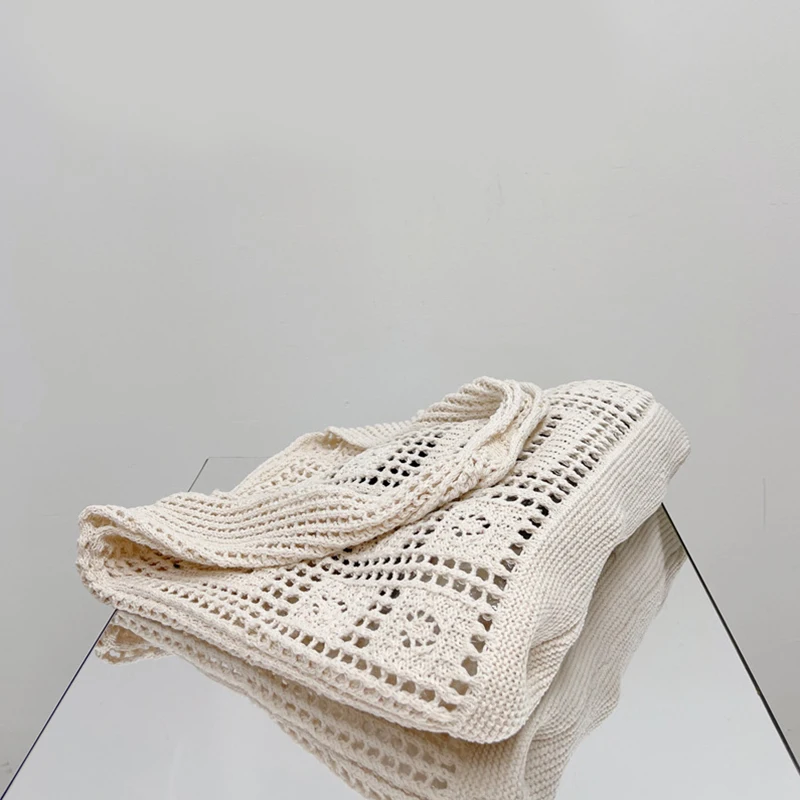 Simple Crochet Tote Bags Fashion Hollow Knitted Women's Bags Casual Female Shoulder Bags Ladies Shopping Top-Handle Bags Handbag
