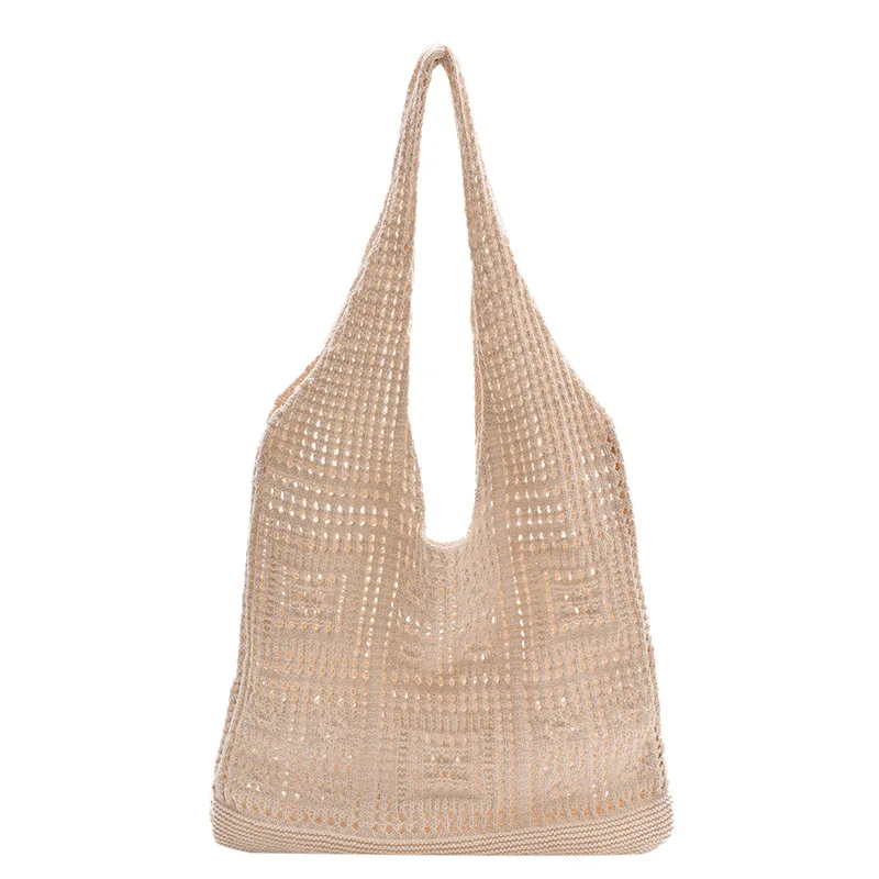 Simple Crochet Tote Bags Fashion Hollow Knitted Women's Bags Casual Female Shoulder Bags Ladies Shopping Top-Handle Bags Handbag