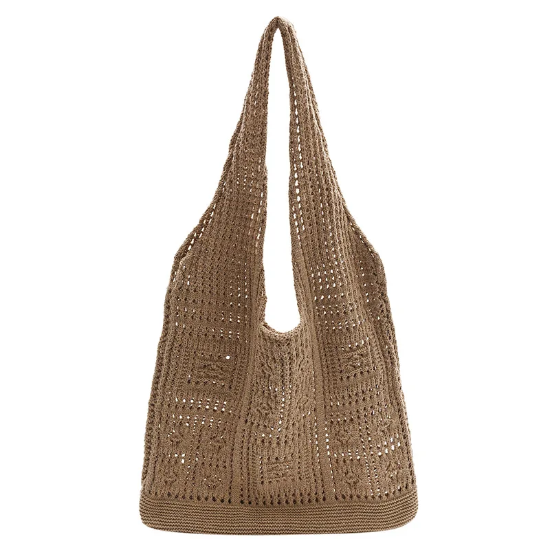 Simple Crochet Tote Bags Fashion Hollow Knitted Women's Bags Casual Female Shoulder Bags Ladies Shopping Top-Handle Bags Handbag