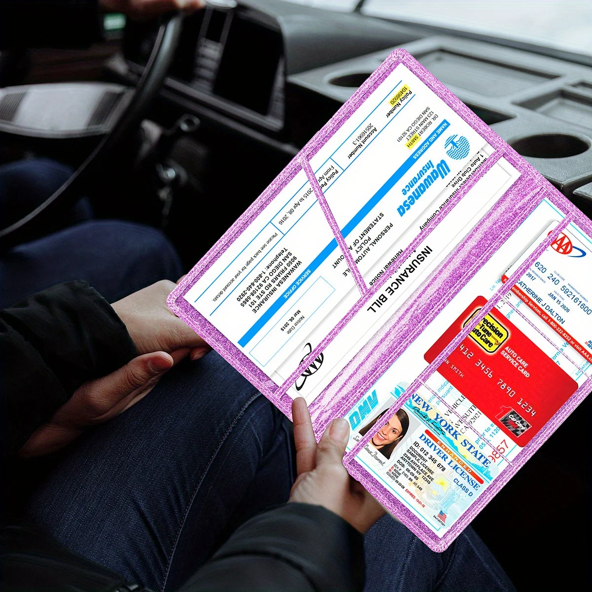 Men's Card Holder, Car Registration Vehicle License Insurance Card Holder Wallet