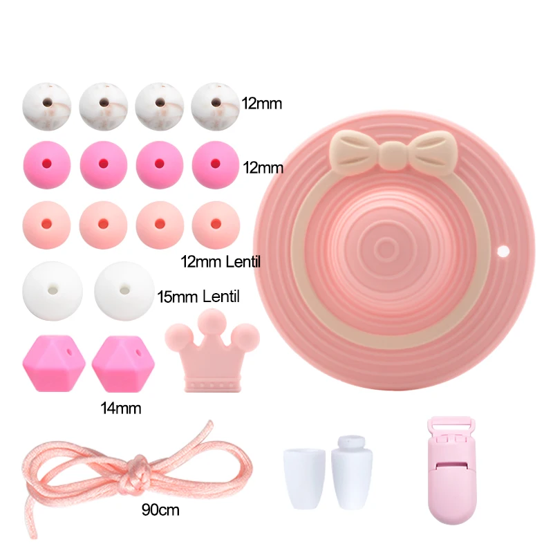 LOFCA Silicone Teether Wood Beads Set BPA Free DIY Baby Teething Necklace Toy Cartoon Koala Raccoon Pacifier Chain Clip