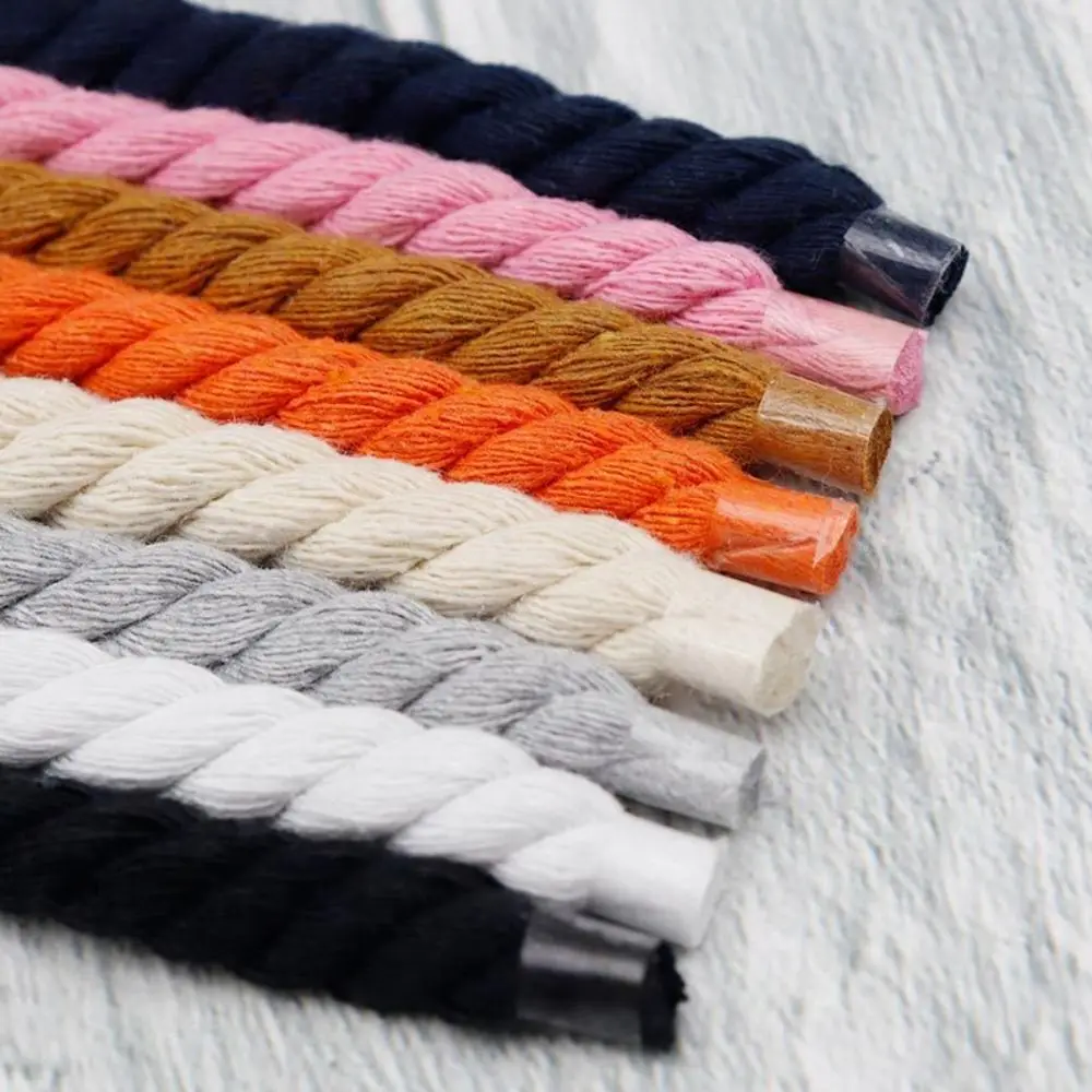 2PCS Round Thick Rope Laces Polyester Cotton High Quality Solid Color Laces 0.8cm120cm Width 10Colors Bold Shoelaces