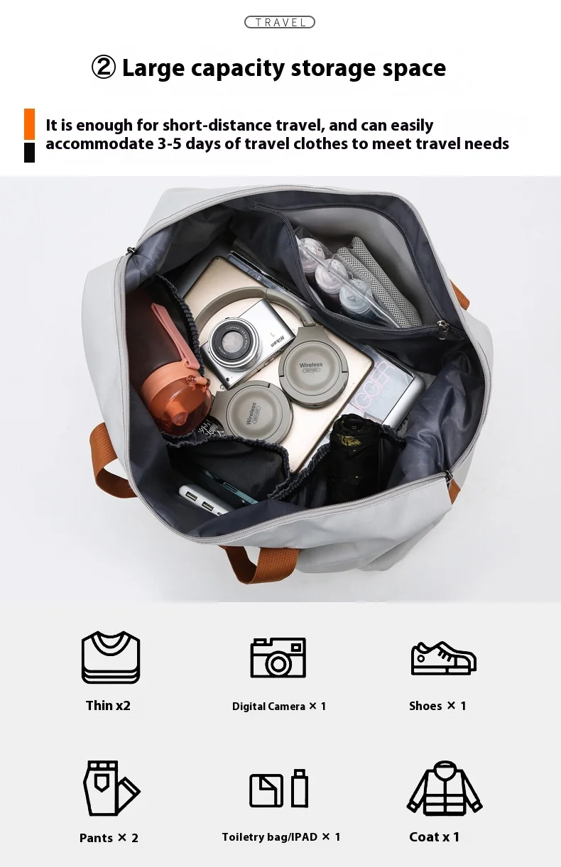 Large Capacity Travel Gym Bag Short-distance Luggage Portable Fitness Bags Shoulder Crossbody Handbags Men's Sports Waterproof B